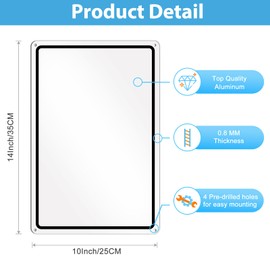 Pack of 2 Empty Aluminium Sign DIY Blackboard White Signs with Black Frame Message Board Metal White 25 x 35 cm Blank Aluminium Sign (Black)