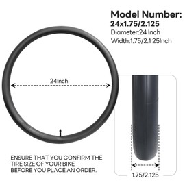 24x1.75/1.95/2.0/2.10/2.125 Inch Bike Tubes, 24" Replacement Bicycle Tubes (2 PCS), Reliable 24 x 1.75-2.125 Bike Inner Tubes AV32mm Schrader Valve for City/Road/Cruiser/Mountain Cycling Scenarios