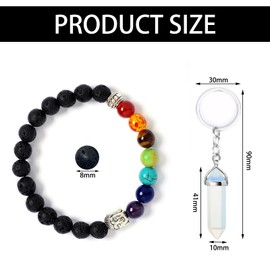 Meifiyu Chakra Bracelet Natural Healing Stones Bracelet with Healing Stones and Buddha Bead, Yoga Accessories for Men and Women, Healing Stones Jewellery with Storage Bag + Crystal Pendant, Volcanic