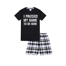 The PyjamaFactory I Paused My Game to Be Here Gaming Woven SHORT Pyjamas (15-16 Years) Black