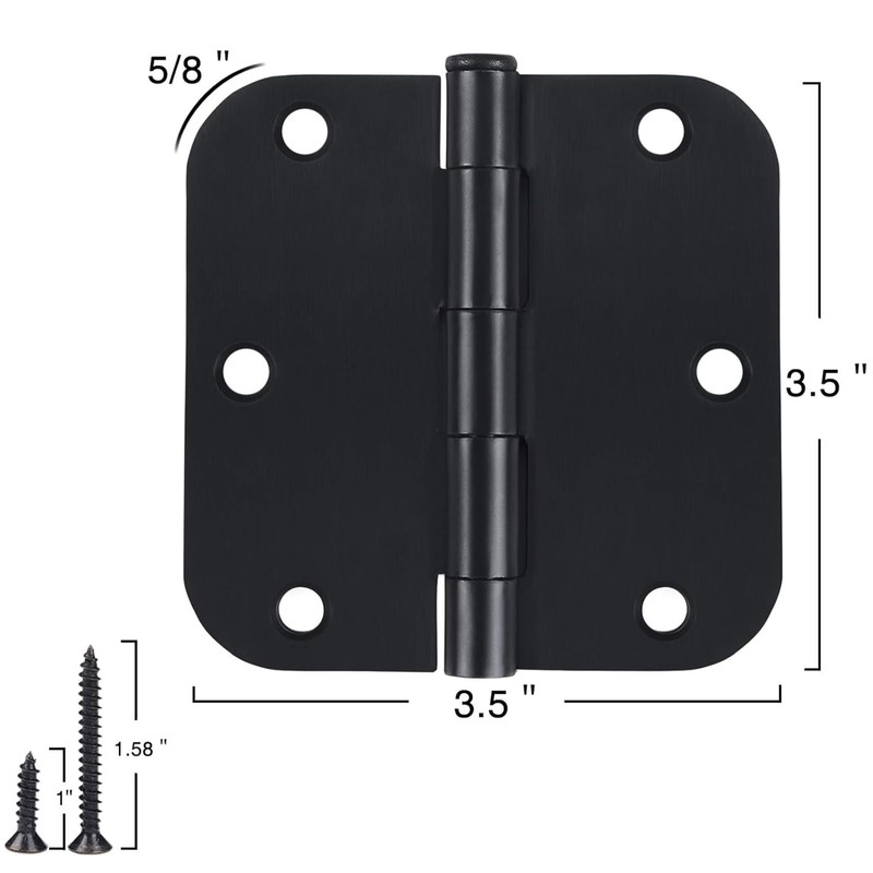 TDCHINGES 18 Pack Door Hinges 3.5 Inch Matte Black