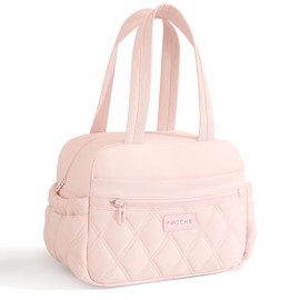 Veki Lunch Box for Women Men, Cute Reusable Insulated Lunch Tote Bag, Pink