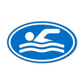 CafePress Swimming Oval Car Magnet, Euro Oval Bumper Magnet