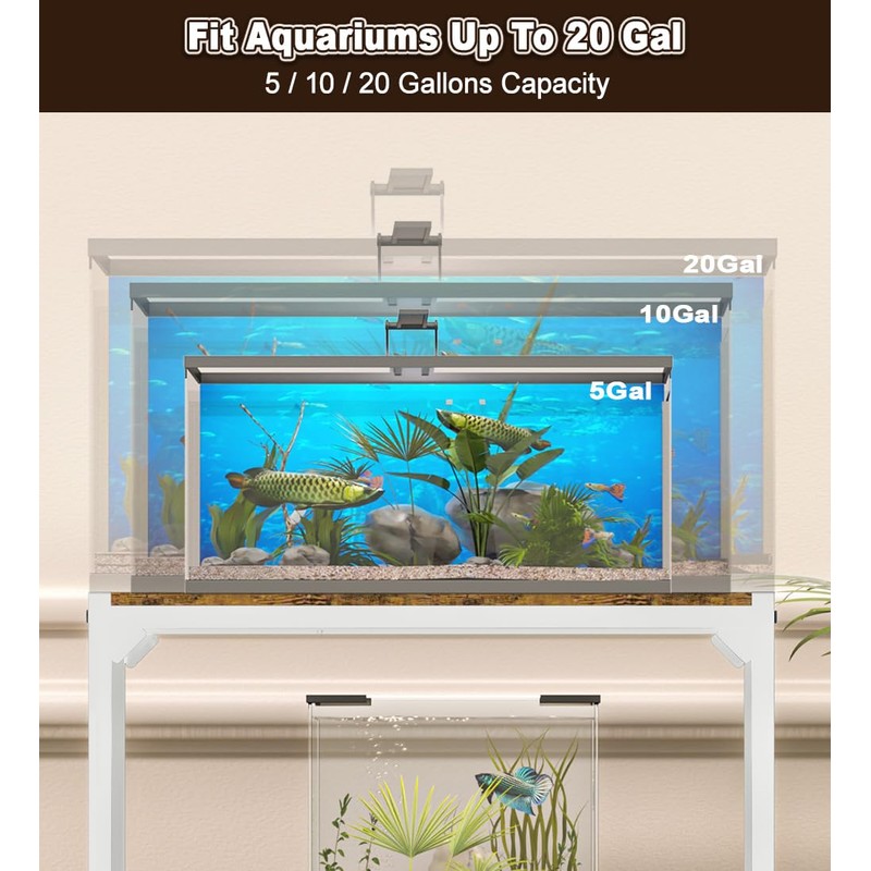 AnBaiMei 20 Gallon Aquarium Stand, Metal Fish Tank Stand with