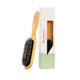 Remos Beech Wood Hair Brush with 100% Boar Bristles and Narrow Hairdressing Pin