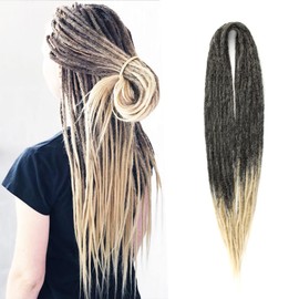 Double Ended Dreadlock Extensions 0.6CM Diameter Synthetic Hair 24Inch 20Strands Reggae Braids Hip-hop Style(Double Ended 20trands,1B/613)