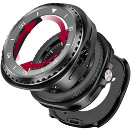 Miimall Metal Case for Galaxy Watch 8 Classic Case, [Without Screen Protector] Lightweight Shockproof Aluminum Protective Cover, PC Back Bumper Metal Bezel for Galaxy Watch 8 Classic, Black/White