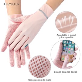 Guantes de Protección UV Solar Verano para Manejar - 2 Dedos Malla Giratoria Pantalla Táctil Guantes de Dedo Completo Mujer Secado Rápido Transpirable para Conducir, Senderismo, Deportes al Aire Libre