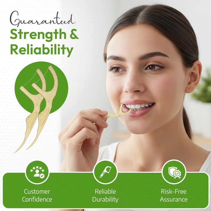 EF-Globally Dental Floss Picks, Plant-Based and Eco-Friendly, No Break and