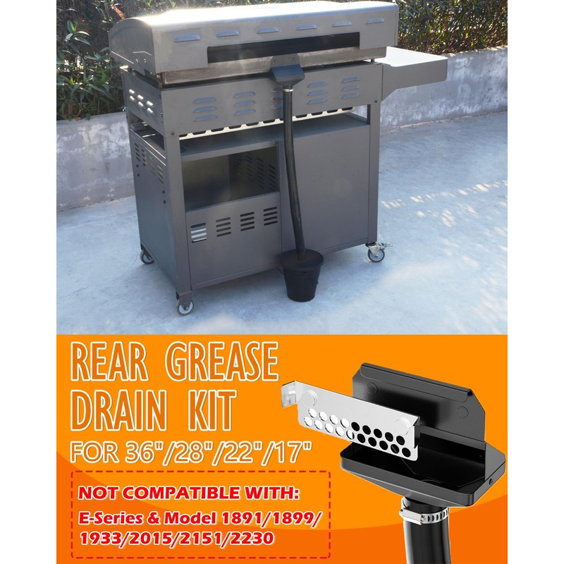 Rear Grease Drainage System for Blackstone Grease Catcher, Upgraded Grease