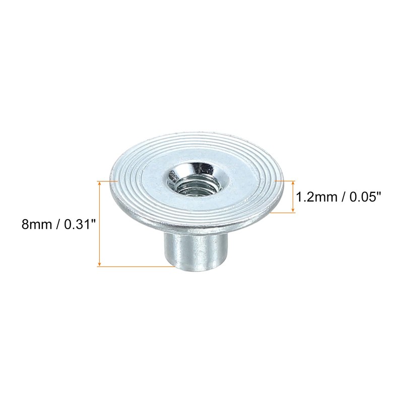 uxcell M4 T-Nuts, 50pcs Carbon Steel Tee Nut Round Base