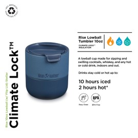 Klean Kanteen Rise 10oz Lowball - Vaso de acero inoxidable con tapa abatible - Stellar