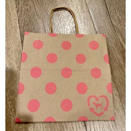 Victoria's Secret PINK LOGO Small POLKA DOT Brown Paper Shopping Gift Bag 8x8x4