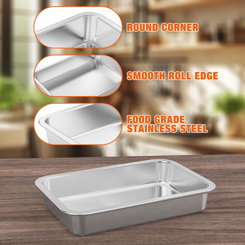 Onlyfire Non-Stick Deep Roasting Tin, Stainless Steel Roasting Tray for