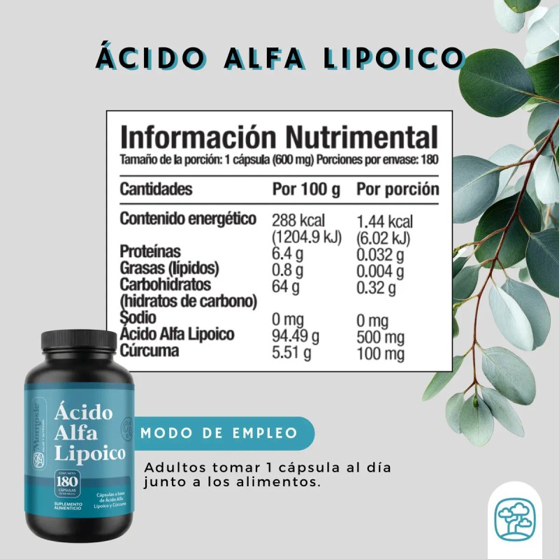 Ácido Alfa Lipoico Cúrcuma Momosie Suplemento Antioxidante Vegano Hombre Mujer