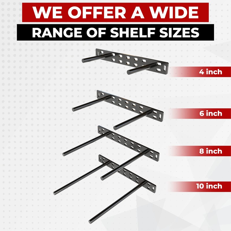 Set of 2 Floating Shelf Brackets 11 inch Multiple Mounting