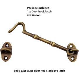 Heavy Duty Copper Door Latch gate latches Rustic Design Cabin Hook Latch Door Lock (Bronze-Colored, 11.3CM)