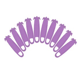 T TOVIA Safety Box Cutter Knife of Recessed Concealed Stainless Steel Blade, Package Opener Plastic Cutter for Box, Carton, Shrink Wrap, Plastic Straps, 10pcs purple