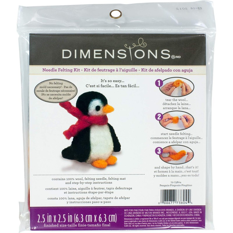 Dimensions Penguin Felt Animals Needle Felting Kit, 2.5'' x 2.5''