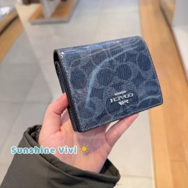 Coach NWT Coach CAP13 Snap Wallet In Signature Canvas In Dark Denim