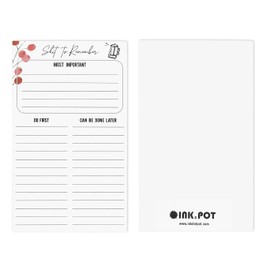 Inkdotpot Daily Planner List Pad Notepads Memo Pad, Undated To-Do List Tear Off pad - 4.5 x 7.5 Inches (50 Sheets) Organizer- Scheduler- Organize Tasks- Lists