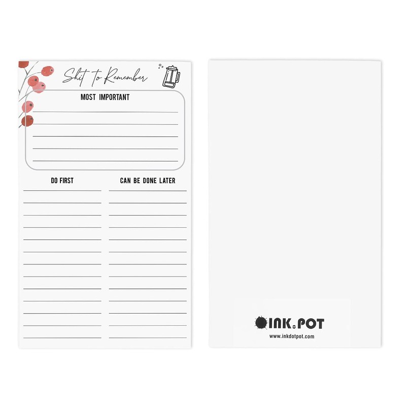 Inkdotpot Daily Planner List Pad Notepads Memo Pad, Undated To-Do
