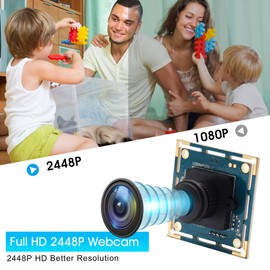 ELP 8MP USB Camera Module IMX179 Sensor Webcam Super HD 3264X2448 Embedded USB Camera for Industry, USB with Camera for Linux Windows Android Web Cams Plug & Play OTG Supports Webcam