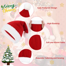 Zando Unisex Baby Santa Hat Warm Cotton Baby Christmas Hat Kitted Small Santa Hats Xmas Toddler Winter Hat Stocking Infant Santa Hat Slouchy Red Baby Beanie Christmas 6-12 Months