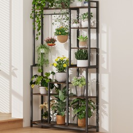 UNHO Extra Tall 7 Tiers Large Plant Shelf Industrial Wood Flower Stand Display Rack