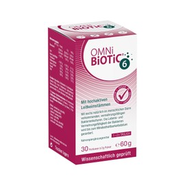 OMNi BiOTiC 6 | The daily companion for a good "stomach feeling" | Suitable for every day and all ages | 30 portions (60 g) | 6 bacterial strains | powder | with inulin | vegan | gluten free
