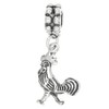 LGU Sterling Silver Oxidized 3D Rooster Dangle Bead Charm