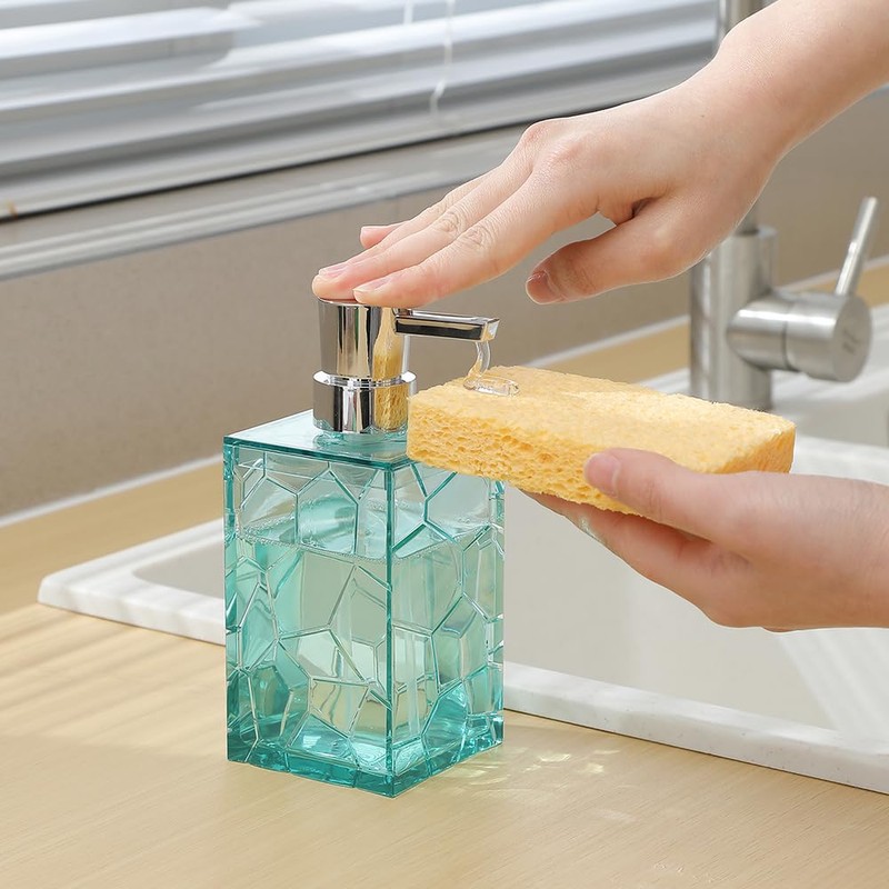 YAUKPH 2 Pack Clear Teal Blue Rust Proof Soap Dispenser,