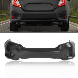 GRAND ORANGE Primed Rear Bumper Cover Compatible with 2016 2017 2018 2019 2020 Honda Civic Sedan Black Rear Bumper 04715TBAA00ZZ HO1100296