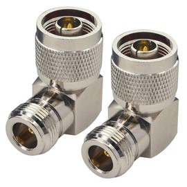 BOOBRIE 2PCS N Type Adapter Right Angle Connector N Male to Female 90 Degree Low Loss Coax Cable Adapter for Ham Radio Antenna Cable Cell Phone Signal Booster (NOT for TV)