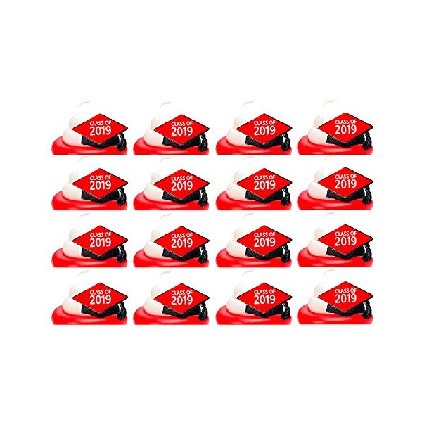 Class of 2019 Graduation Red Easy Toppers Cupcake Decoration Rings -12pk
