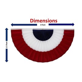 American Pleated Fan Flag Bunting. 1.5 x 3 ft Red, White & Blue Stripes USA Indoor/Outdoor Cotton Bunting Banner. Perfect for July 4th & patriotic events. 100% Made in USA by Old Glory Bunting