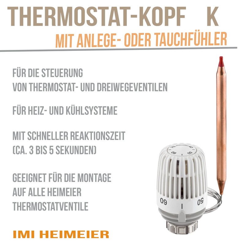 TA Heimeier Thermostat-Kopf ohne Zubehör 40-70 Grad celsiys, 6602-00.500