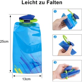 VIEVRE Pack of 4 Foldable Drinking Bottles, Reusable Water Bottles, Foldable Drinking Bottles, for Festivals, Hiking, Travel, Adventure, Festival Accessories (Black)