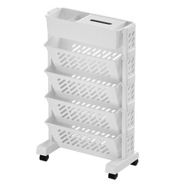 Ejoyous Mobile Bookshelf on Wheels, Movable Rolling Book Shelf 6 Tier Slim Storage Trolley Slide Out Storage Tower Rolling Utility Cart Storage Rack, for Office Bedroom Bathroom Living