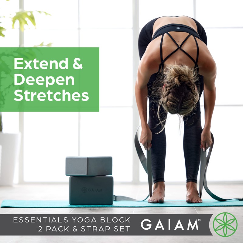 Gaiam - Kit de Yoga: Bloques y Correa, Accesorios para