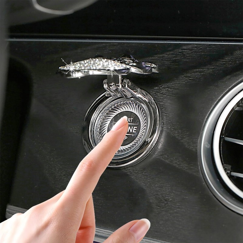 HZEL Bling Owl Car Push Start Button Cover, Crystal Rhinestone