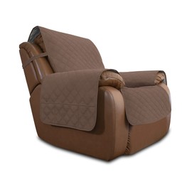 Easy-Going Sofa Slipcover Waterproof Oversized Recliner Chair Cover Non-Slip Fabric Couch Cover for Living Room Washable Furniture Protector for Pets Kids Children Dog Cat (Large Recliner, Brown)