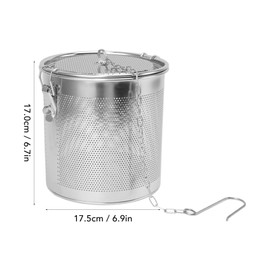 Spice Infuser Basket Stainless Steel Steeper Tea Cooking Infuser with Extended Chain Hook, Extra Fine Mesh Tea Strainer for Brew Loose Leaf Tea(4.3L)