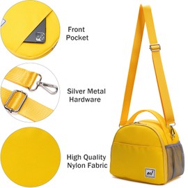 Lunch Bag Insulated Cooler Bag for Women Nylon Waterproof Lightweight Lunch Box Organiser (Yellow)