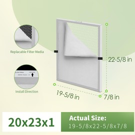 Montemono 20x23x1 Reusable Air Filter MERV 8 Washable Furnace & AC Filter with 2 Extra Media Pads, Aluminum Electrostatic Air Filters for Home, Fits HVAC System, Air Conditioner, Air Handler