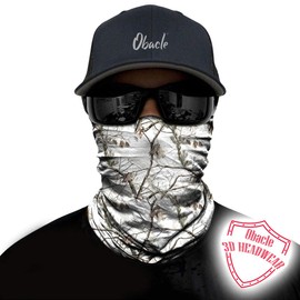 Obacle Half Face Mask For Hunting Fishing Motorcycle Running Outdoor Sport, Sun Dust Wind Protection Durable Lightweight Thin Breathable Tube Mask For Men Women Camo Mask (White Camo)