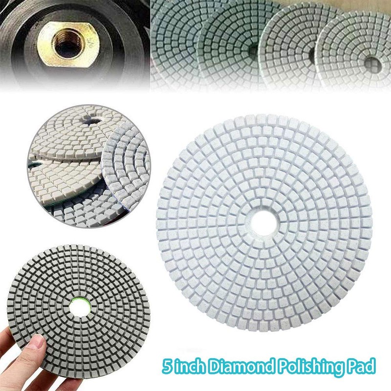 GWEI 5 Inch Wet/Dry Diamond Polishing Pads Universal 125mm Grinding