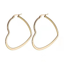 Stainless Steel Heart Hoop Earrings for Women Hypoallergenic Gold Silver Black Plated Large Simple Hollow Love Shape Metal Wire Huggie Hoop Earrings for Her Wife Mom Daughter Sister Friend Jewelry Gifts (50mm Gold)