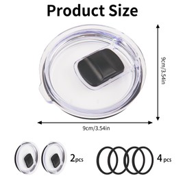 2PCS 20 Oz Tumbler Lid Replacement, 4PCS Replacement Rubber Lid Ring, Straw Friendly Replacement Lids for Tumblers Compatible with Yeti Rambler,Ozark Trail,Old Style Rtic and More