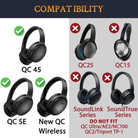 SOULWIT Earpads Replacement for Bose QuietComfort 45 (QC45)/QuietComfort SE (QC SE)/New Quiet Comfort Wireless Over-Ear Headphones, Ear Pads Cushions with Softer Protein Leather - Blue Dusk